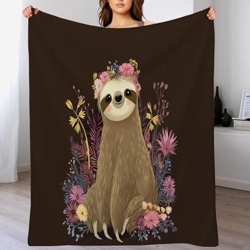 Flanell Kuscheldecke200 x 200cm, 3D Druck Weiche Flauschige Sofa Bettdecke, Warme Wohndecke für Erwachsene und KinderEinfache Blumen Tierfaultier braun Flanell Kuscheldecke200 x 200cm, 3D Druck Weiche Flauschige Sofa Bettdecke, Warme Wohndecke für Erwachsene und KinderEinfache Blumen Tierfaultier braun von DACRWEKZ