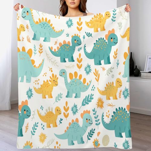 Flanell Kuscheldecke220 x 240cm, 3D Druck Weiche Flauschige Sofa Bettdecke, Warme Wohndecke für Erwachsene und KinderCartoon-Tiere Niedliche Dinosaurier und Pflanzen gelb blau Flanell Kuscheldecke220 x 240cm, 3D Druck Weiche Flauschige Sofa Bettdecke, Warme Wohndecke für Erwachsene und KinderCartoon-Tiere Niedliche Dinosaurier und Pflanzen gelb blau von DACRWEKZ