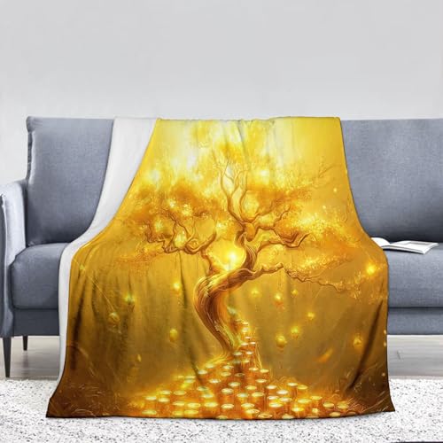 Goldener Berg Kuscheldecke Fleecedecke, Goldmünzenschatz Flauschig Decke Warme Weich Sofadecke, Wohnzimmer überwurfdecke Couchdecke, Wohndecke für Erwachsene Kinder Baby180 x 220 cm von DACRWEKZ