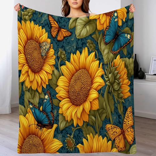 Natürliche Blumen 3D Flanell Decke, Super Weiche Warme Sofadecke Kuschelig für Jugendliche und Erwachsene Sonnenblumen und Schmetterlinge150 x 200cm Gelb Natürliche Blumen 3D Flanell Decke, Super Weiche Warme Sofadecke Kuschelig für Jugendliche und Erwachsene Sonnenblumen und Schmetterlinge150 x 200cm Gelb von DACRWEKZ
