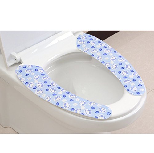 DADA WC-Sitzbezug, selbstklebender Kloobrillen-Wärmer, WC-Abdeckung, Kissen, universell passend, 1 Paar Blue Dog von Dada