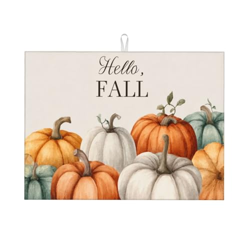 Abtropfmatte Kürbis Herbst Thanksgiving für Küchentheke saugfähig 45,7 x 61 cm Mikrofaser Geschirr Teller Glas trocken Abtropfpad wendbar waschbar von DADABULIU