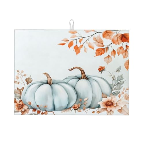 Abtropfmatte Kürbis Herbstblatt Thanksgiving für Küchentheke saugfähig 45,7 x 61 cm Mikrofaser Geschirr Teller Glas trocken Abtropfpad wendbar waschbar von DADABULIU