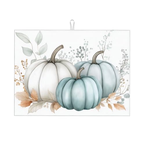 Abtropfmatte Pastell Kürbis Thanksgiving Blatt für Küchentheke saugfähig 45,7 x 61 cm Mikrofaser Geschirr Teller Glas trocken Abtropfpad wendbar waschbar von DADABULIU
