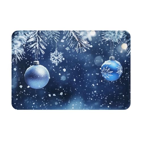 Badematte für den Winter, Weihnachtskugel, blau, Badezimmerteppich, Duschmatte, rutschfest, saugfähig, schnell trocknend, Memory-Schaum, waschbar, weicher Bodenteppich, Badteppich für kleine Badematte für den Winter, Weihnachtskugel, blau, Badezimmerteppich, Duschmatte, rutschfest, saugfähig, schnell trocknend, Memory-Schaum, waschbar, weicher Bodenteppich, Badteppich für kleine von DADABULIU