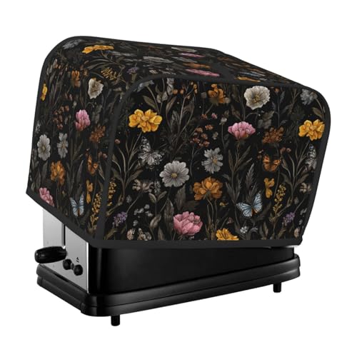 Toaster-Abdeckung, 2 Scheiben, Blume, Schmetterling, Boho, botanische Küche, kleine Geräte, Abdeckungen mit Taschen, Staub- und Fingerabdruckschutz von DADABULIU