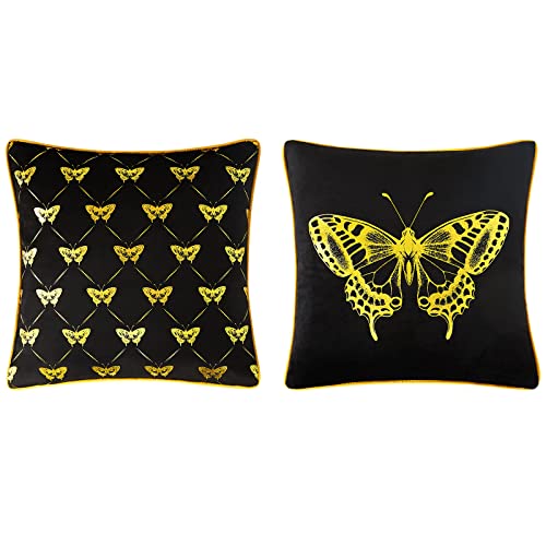 DADAFISHER 2 Stück dekorative Samt-Kissenbezüge mit Schmetterlingsmotiv, für den Innenbereich, Trendiger quadratischer Kissenbezug für Schlafzimmer, Sofa, luxuriös, weicher Kissenbezug, 45,7 x 45,7 von DADAFISHER