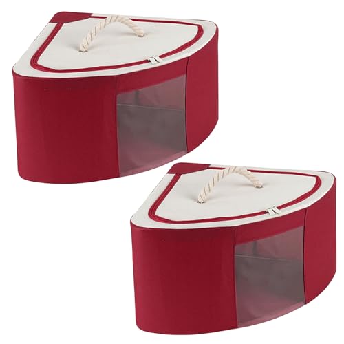 DADEA 2 Stück Fächerförmige Aufbewahrungskörbe, Faltbare Aufbewahrungsboxen aus Oxford-Stoff, Aufbewahrungsbox mit Metallrahmen, Faltbare Aufbewahrungsbox mit Klarem Fenster,(Rot Groß) von DADEA