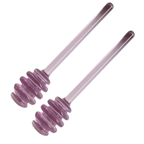 DADEA 2 Stück Honiglöffel aus Glas mit Schraubdesign, Mehrfarbige Honiglöffel, Niedlicher Honiglöffelstab, Exquisite Honigrührstäbchen, Honiglöffellöffel, Weit Verbreiteter Honiglöffel(Lila) von DADEA