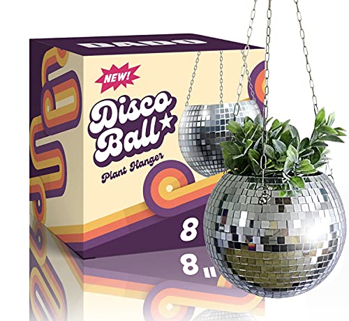 DADO Discokugel-Pflanzgefäß – Disco-Pflanzgefäß für Zimmerpflanzen – Discokugel Pflanzenhänger – Einzigartige Pflanztöpfe – Boho Discokugel Hängender Übertopf – Pflanzgefäße für Zimmerpflanzen von DADO