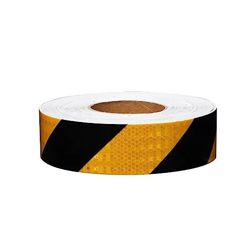 DAEOIBHJR Reflektorband Selbstklebend Schwarz Gelb Reflektierendes Klebeband Warnklebeband Sicherheitsband Conspicuous Sicherheits Warning Tape Wasserdicht Markierung Aufkleber Band,5cm x 50m von DAEOIBHJR