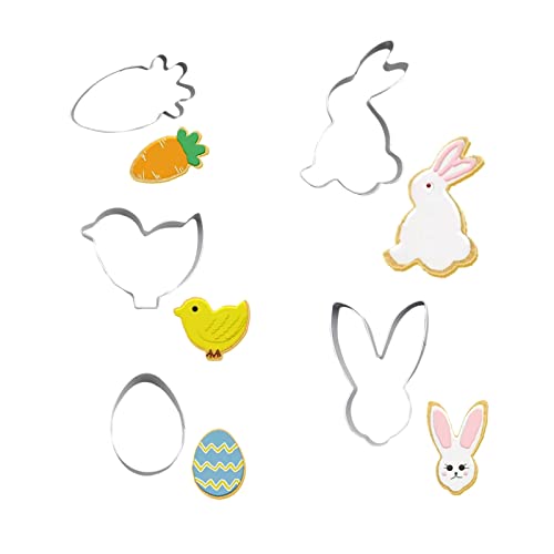 5 PCS Kuchenform 3D Cartoon Osterhase Kuchenform Backutensilien Geburtstagsfeier Gebäckwerkzeuge Pressbarer Ausstecher Geschenk Keksform Set von DAERBALA