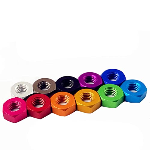 10 Stück Aluminiummutter M3 M4 M5 M6 Muttern Aluminiumlegierung Sechskantmuttern eloxiert Mehrfarben Sechskantmutter-M3, Lila von DAERG