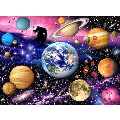 DAERLE 5D Diamond Painting Buntes Universum, Diamant Painting Bilder Planet, Diamond Art Galaxie Erwachsene Full DIY Diamant Kunst Malerei Stickerei Set Kreuzstich Bilder Home Wand Dekor 40x30cm von DAERLE