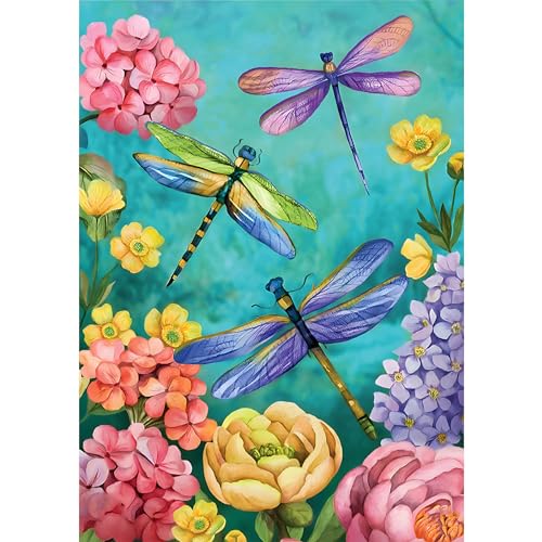 DAERLE 5D Diamond Painting Libellengarten, Diamant Painting Bilder Frühlingsblume, Diamond Art Erwachsene Full DIY Diamant Kunst Malerei Stickerei Set Kreuzstich für Home Wand Dekor 30x40cm von DAERLE