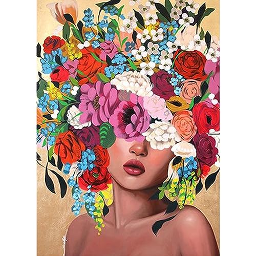 DAERLE Blumen Diamond Painting Kinder, Diamant Painting Bilder Frauen und Blumen, Diamond Painting Erwachsene DIY Diamant Vollbild, Malen Nach Zahlen 5D Diamant Painting für Wand Dekor 30x40cm von DAERLE