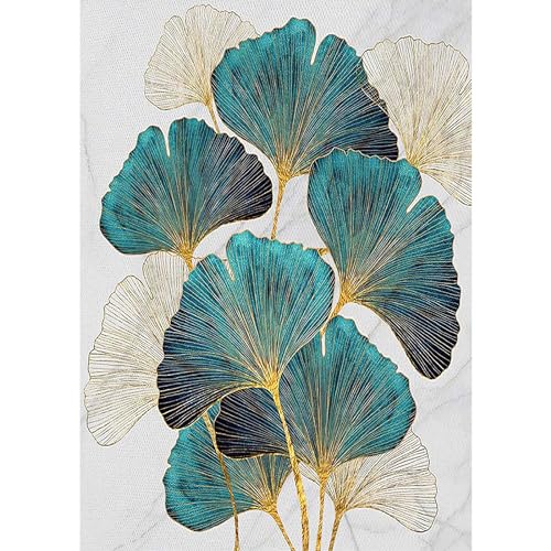 DAERLE DIY Blaue Ginko-Blätter Diamond Painting Erwachsene Kinder, Diamant Painting Bilder Blatt, 5D Diamant Kunst Diamant Malerei Set Cross Stickerei Malerei Kits für Heimdekor 30x40cm von DAERLE