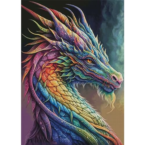 DAERLE Diamond Painting Bunter Drache, Diamant Painting Bilder Tier, Diamond Painting Kinder Erwachsene DIY Diamant Vollbild, Malen Nach Zahlen 5D Diamant Painting für Wand Dekor 30x40cm von DAERLE