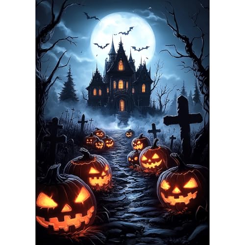 DAERLE Diamond Painting Erwachsene, Spukhaus im Wald, 5D DIY Diamant Painting Bilder Happy Halloween, Diamant Malerei Diamond Painting Runde Steine für Zuhause Dekor 30x40 cm DAERLE Diamond Painting Erwachsene, Spukhaus im Wald, 5D DIY Diamant Painting Bilder Happy Halloween, Diamant Malerei Diamond Painting Runde Steine für Zuhause Dekor 30x40 cm von DAERLE