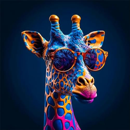 DAERLE Diamond Painting Lustige Giraffe, 5D Diamant Painting Bilder Giraffe mit Brille Set Erwachsene, DIY Full Diamant Malen nach Zahlen für Wohnzimmer Schlafzimmer Büro Wand Dekoration 30x30cm von DAERLE