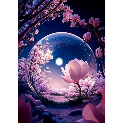 DAERLE Diamond Painting Mond, 5D Diamant Painting Bilder Landschaft Set Erwachsene Kinder, Blume DIY Full Diamant Malen nach Zahlen für Wohnzimmer Schlafzimmer Büro Wand Dekoration 30x40cm von DAERLE