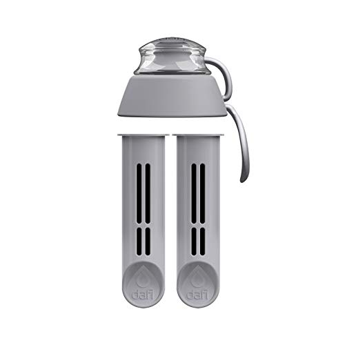 DAFI Set mit 2 Filtern + Verschluss Soft Filterflasche, Graue - Austauschbare Filter, Umweltfreundlich, BPA-frei - Entfernen den Geschmack und Geruch von Chlor von DAFI