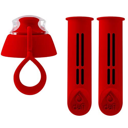 Dafi Set mit 2 Filtern + Verschluss für Soft und Solid Filterflasche, Rot - Austauschbare Filter, Umweltfreundlich, BPA-frei - Entfernen den Geschmack und Geruch von Chlor von DAFI