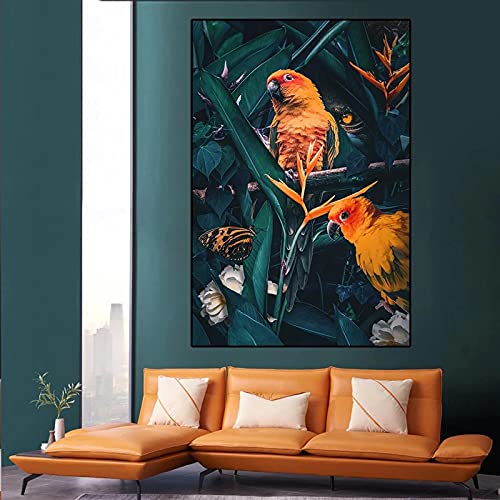 DAFLER Moderne leichte Luxus einfache dekorative Malerei farbige schöne Vögel Papagei Canavs Poster HD Wandbilder Wohnkultur 30x50cm rahmenlos von DAFLER