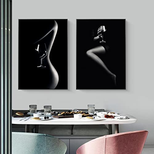 DAFLER Schwarz Sexy Frauen Körper Modern Druck Auf Leinwand Malerei Poster Wohnkultur Wandkunst Dekoration Bild Für Wohnzimmer Schlafzimmer 70x100cmx2 Rahmenlos von DAFLER