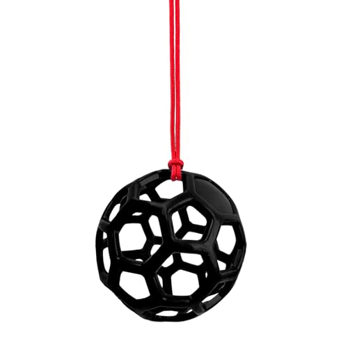 DAFORERAL Farm Stall Hanging Feeder Toy Ball for Horses Goats Sheep - Durable TPR Feeding Ball, Hay Feeder for Animal Enrichment, Stretch Resistant Design (Black) von DAFORERAL
