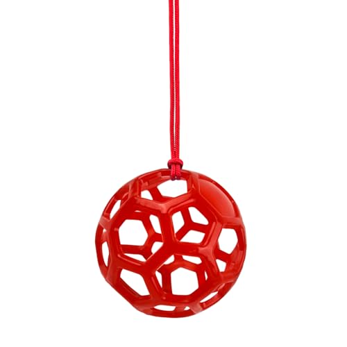 DAFORERAL Farm Stall Hanging Feeder Toy Ball for Horses Goats Sheep - Durable TPR Feeding Ball, Hay Feeder for Animal Enrichment, Stretch Resistant Design (Red) von DAFORERAL