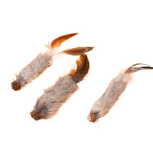 DAFORERAL Katzenkauspielzeug, 3er-Pack, Federschwanz Plüschstab mit Gallnuss, Solo-Spielspielzeug für Katzen, interaktives Selbstspiel für Beiß- und Jagdinstinkte (Grau) von DAFORERAL