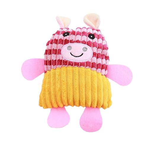 DAFORERAL Plüsch-Nilpferd-Hundespielzeug, quietschendes Kauspielzeug in Tierform zur Zahnreinigung, langlebiges Cord-Haustierspielzeug für interaktives Spielen und Stressabbau, 23 × 22 cm (Rosa) von DAFORERAL