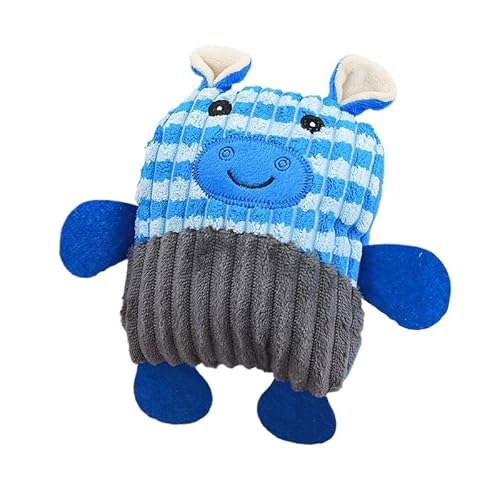 DAFORERAL Plüsch-Nilpferd-Hundespielzeug, quietschendes Kauspielzeug in Tierform zur Zahnreinigung, langlebiges Cord-Haustierspielzeug für interaktives Spielen und Stressabbau, 23 x 22 cm (blau) von DAFORERAL