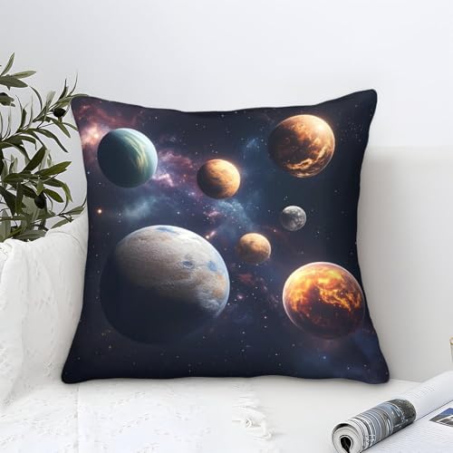 DAFUfbw Cosmic Planets Kissenbezüge Für Sofa Und Bett 45x45cm, Universum Kissenbezug Im 2er-Set, Perfekt Für Home Decor Und Travel Essential, Maschinen Waschbar von DAFUfbw