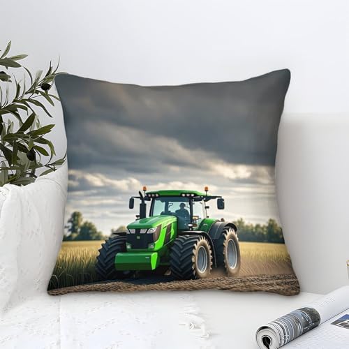 DAFUfbw Kinder Junge Mädchen Erwachsene Kissenbezug Dekorativ Gemustert Mit FT Traktor, Muster: Johndeer 45x45cm DAFUfbw Kinder Junge Mädchen Erwachsene Kissenbezug Dekorativ Gemustert Mit FT Traktor, Muster: Johndeer 45x45cm von DAFUfbw