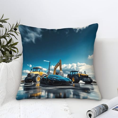DAFUfbw Kinder Junge Mädchen Erwachsene Kissenbezug Dekorativ Gemustert Mit FT Traktors, Muster: Diggers 40x40cm DAFUfbw Kinder Junge Mädchen Erwachsene Kissenbezug Dekorativ Gemustert Mit FT Traktors, Muster: Diggers 40x40cm von DAFUfbw