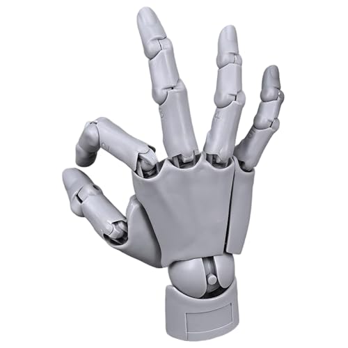 Gelenkhand, flexibles Handmodell mit beweglichem Gelenk und Basis, DIY-freundliches PVC-Modell zum Zeichnen, Malen, Skizzieren, graue Schaufensterpuppe zum Zeichnen von DAGLLGEW
