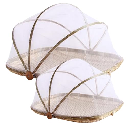 Lebensmittelabdeckungen Lebensmittelzelt mit einstellbarer Abdeckung 2pcs 13in/18 Zoll feines Mesh Bambus Lebensmittel Netto Mehrzwecknahrungsnetz-Abdeckabdeckungen zum Trocknen des Servierens der von DAGLLGEW