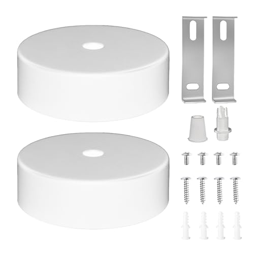 DAGORD 2 Stück Baldachin Weiß 80 x 25 mm Lampe Metall Deckenbaldachin Klemmnippel Rosette für Lampen Geeignet von DAGORD