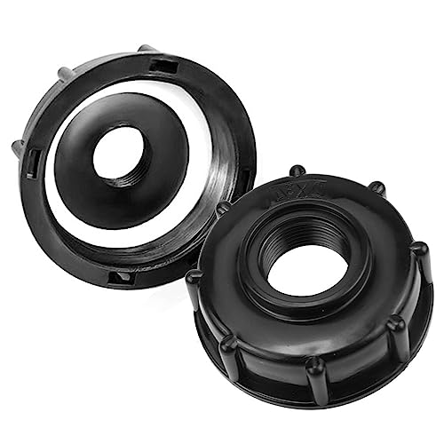 DAGORD 2 Stück IBC Container Adapter 3/4 IBC Adapter S60x6 Kunststoff Schwarz IBC Adapter S60x6-3/4 Innengewinde Hahnkappe für IBC Garten Tank Behälter Wassertank Adapter 1000L von DAGORD