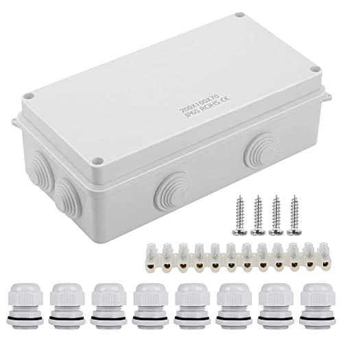 DAGORD Abzweigdose Wasserdicht IP65 Weiß 20x10x7cm Aufputz-Abzweigkasten IP65 Anschlussdose Wasserdicht ABS Feuchtraumdosen Verteilerdose Wasserdicht IP65 Aufputz Externer Kabelanschlussdose von DAGORD