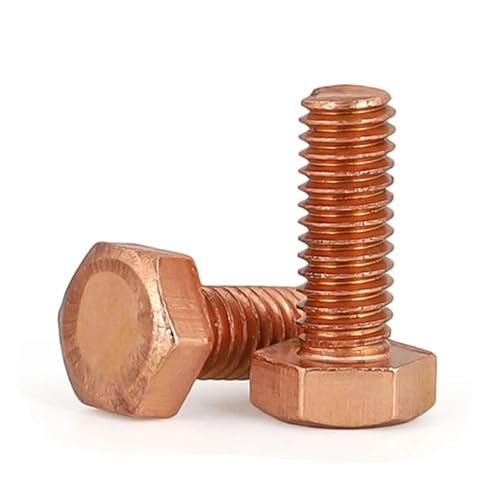 1/2 Stück T2 Außensechskantschraube aus reinem Kupfer, leitfähiges rotes Kupfer, lila Kupferschraube, Doppelkopf U M4 M5 M6 M8 M10 M12 M16(12mm,M4 (2Pcs)) von DAGROD
