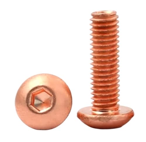 1–10 Stück M3 M4 M5 M6 M8 T2 reines Kupfer, runder Innensechskant, Innensechskantschraube mit hoher Sechskant-Maschinenschraube(14mm,M6 (2Pcs)) von DAGROD