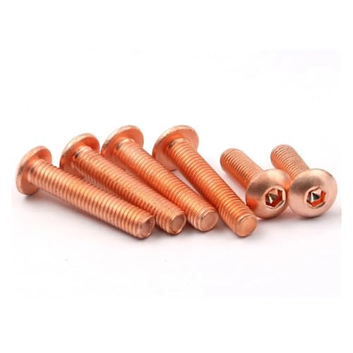 1–10 Stück T2 reines Kupfer, runder Innensechskantkopf, Innensechskantschraube mit hoher Sechskant-Maschinenschraube, M3, M4, M5, M6, M8(12mm,M3 (10Pcs)) von DAGROD