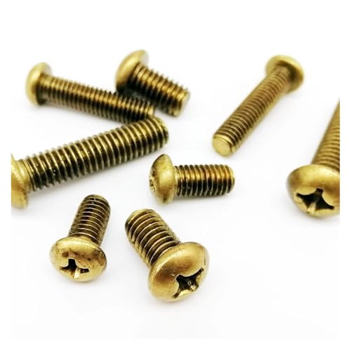 10/20/50 Stück M2 M2.5 M3 M4 GB818 Reines Kupfer Massivmessing Kreuz Rund Flachkopfschraube Bolzen Durchmesser 2mm-4mm(25mm,20pcs M3) von DAGROD