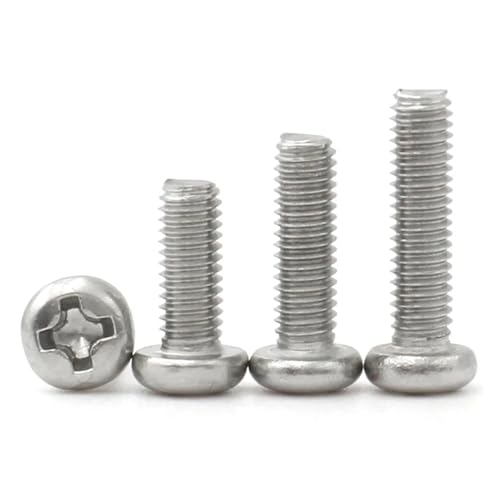 10/50 Stück 304 Edelstahl M2 M2.5 M3 M3.5 M4 M5 M6 M8 Rundkopf-Maschinenschraube Knopfkopfkappe Kreuzschraube(6mm,M3.5 (50pcs)) von DAGROD
