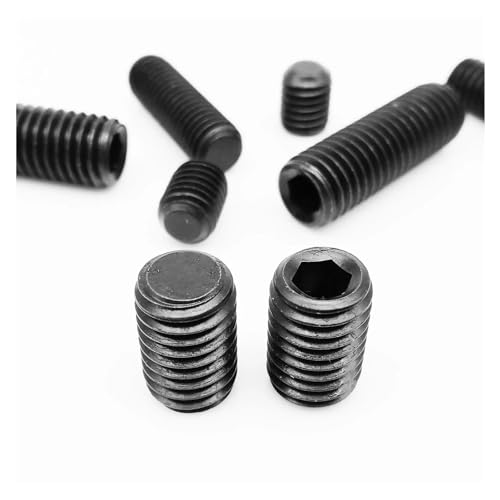 10/50 Stück M2 M2.5 M3 M4 M5 M6 M8 Schwarz Grade 12.9 Stahlkopf Sechskant Innensechskant Flachkopf Stellschraube Bolzen(10mm,10pcs M8) von DAGROD