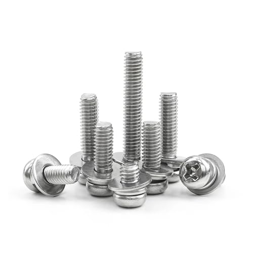 10–50 Stück Kreuzschlitz-Flachkopfschrauben mit Unterlegscheibe, Edelstahl M2 M3 M4 M5 M6 M8, Drei-Kombinations-Maschinenschrauben(12mm,M4 50pcs) von DAGROD