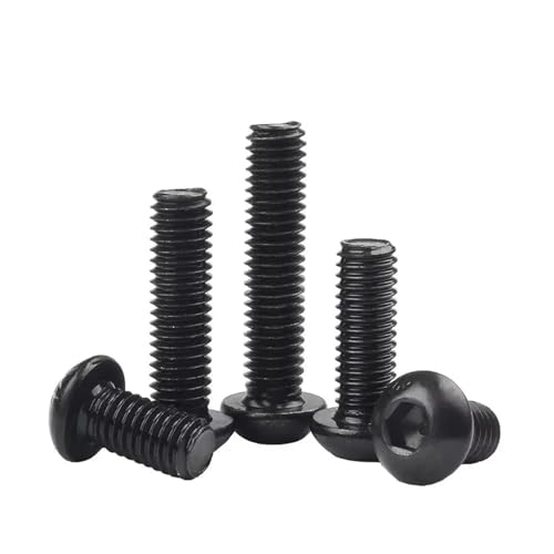 10–50 Stück M2 M2.5 M3 M4 M5 M6 Runde schwarze Sechskantschrauben der Güteklasse 10.9, Innensechskant-Schraubenkappe, Innensechskant-Knopfkopf, Möbelschraube(6mm,M3 x 50pcs) von DAGROD